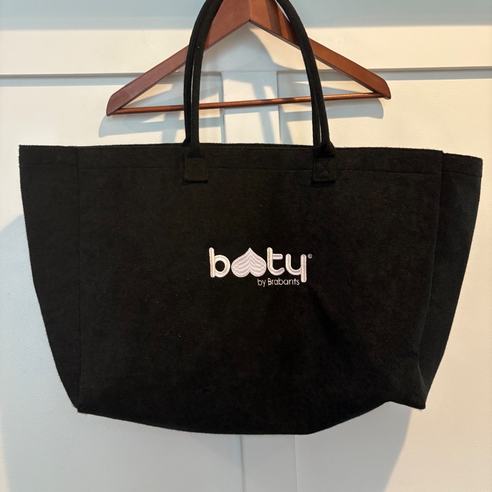 Booty by Brabants‎ Black Felt Tote Bag Large Reusable Shopping Travel